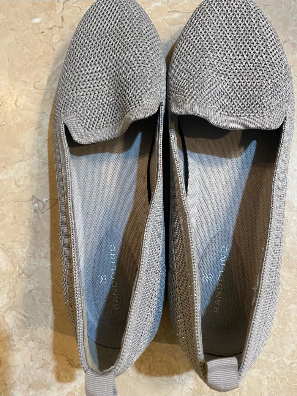 Bandolino Womens Slip-On Knit Loafers in Light Silver